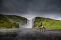 Skogafoss waterfall in Iceland in Summer.