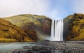 Skogafoss waterfall panorama in southern Iceland