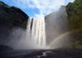 Skogafoss waterfall with Rainbow