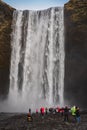 Skogafoss waterfall, South Iceland - February 28, 2019 : The huge and powerful waterfall Skogafoss in South Iceland in the winter Royalty Free Stock Photo