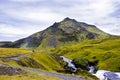 Skogar river in iceland which creates skogafoss waterfalls Royalty Free Stock Photo