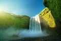 Skogarfoss waterfall and summer sunny day Royalty Free Stock Photo