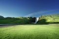 Skogarfoss waterfall and summer sunny day Royalty Free Stock Photo