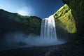 Skogarfoss waterfall and summer sunny day Royalty Free Stock Photo