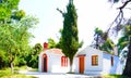 White Churches of Skopelos, Greece Royalty Free Stock Photo