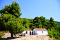 White Churches of Skopelos, Greece Royalty Free Stock Photo