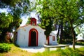 White Churches of Skopelos, Greece Royalty Free Stock Photo