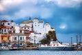 12-22-2020 Skopelos island, Greece, the traditional white church of Skopelos Royalty Free Stock Photo