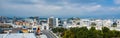 Panoramic Skyline of Skopje with view of Gate Macedonia and statue of Alexander the Great