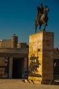 SKOPJE, MACEDONIA: Gjergj Kastrioti Skanderbeg, Albanian hero statue in Skopje Royalty Free Stock Photo