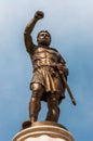 A giant 29-meter tall bronze statue of the ancient warrior king, Philip Second of Macedon, father of Alexander the Great standing