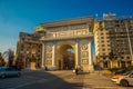 SKOPJE, MACEDONIA: Triumphal gate of Macedonia on the main street of Skopje.