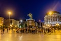SKOPJE, NORTH MACEDONIA - AUGUST 9, 2019: Alexander the Great (Warrior on a horse) monument on the Macedonia Royalty Free Stock Photo