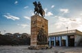 SKOPJE, NORTH MACEDONIA - 28 AUGUST 2022: Monument Georg Kastriot - Skenderbeg on Skanderbeg Square Royalty Free Stock Photo