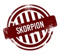 skorpion - red round grunge button, stamp Royalty Free Stock Photo