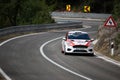 Skradin Croatia, June 2020 Red ford fiesta going uphill at high speed, racing on public road