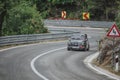 Skradin Croatia, June 2020 Simple white old Fiat 500 modified for hill climb racing up hill, going through a bend at high speed Royalty Free Stock Photo