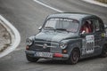 Skradin Croatia, June 2020 Simple white old Fiat 500 modified for hill climb racing up hill, going through a bend at high speed Royalty Free Stock Photo