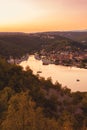 Skradin town on Krka river in sunset light, the entrance to the Krka National Park, Croatia Royalty Free Stock Photo