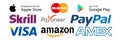 Skrill, Payoneer, PayPal Mastercard Visa, Amex, Amazon - popular payment systems. Google pay, app pay icons. Google Play Store,