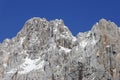 Amazing spring landscape of Skrlatica Peak (2740m) in the Julian Alps, Triglav National Park, Slovenia. Royalty Free Stock Photo