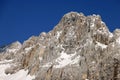 Amazing spring landscape of Skrlatica Peak (2740m) in the Julian Alps, Triglav National Park, Slovenia. Royalty Free Stock Photo