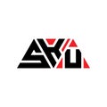 SKU triangle letter logo design with triangle shape. SKU triangle logo design monogram. SKU triangle vector logo template with red Royalty Free Stock Photo