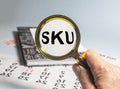 SKU word acronym inscription, stock keeping unit