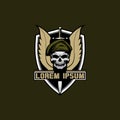Skull army vector badge logo template