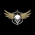Skull army with wing star and shield vector badge logo template
