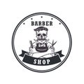 Skull Barbershop Logo Retro Vector