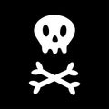 Skull with bone crosswise icon. White crossbones. Skeleton body part. Happy Halloween sign symbol. Cute cartoon simple character.