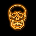 skull bone neon glow icon illustration