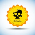 Skull with bones sign. Vector illustration. Unusual skull with attributes Royalty Free Stock Photo