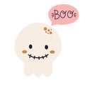 Skull with a Boo Speech Bubble. Happy Halloween. Royalty Free Stock Photo