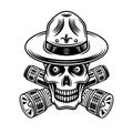 Skull of boy scout with flashlights vector