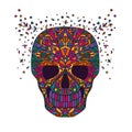 Skull. Bright vector illustration in doodling style isolated on white background. Royalty Free Stock Photo