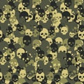 Skull camo seamless pattern. Green camouflage.