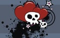 Skull heart cartoon background copy space