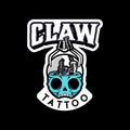 Skull cartoon head with tattoo and claw machine game vector