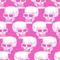 Skull cartoon seamless pattern. Skeleton head drawing ornament. Royalty Free Stock Photo