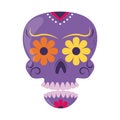 Skull catrina flower decoration cinco de mayo mexican celebration flat style icon