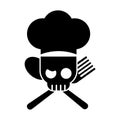 Skull chef food flat logo