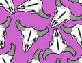 Skull cow pattern seamless. Skeleton head of bull background. vector texture Royalty Free Stock Photo