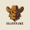 Skull cowboy head logo