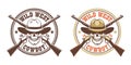 Skull cowboy with rifles - vintage wild west emblem