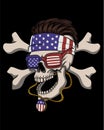 Skull crossbone america vector illustration