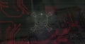 Skull and crossbones with binary code image over electronic circuit board Royalty Free Stock Photo