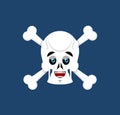 Skull and crossbones happy Emoji. skeleton head marry emotion