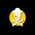 Skull and crossbones icon on black background Royalty Free Stock Photo